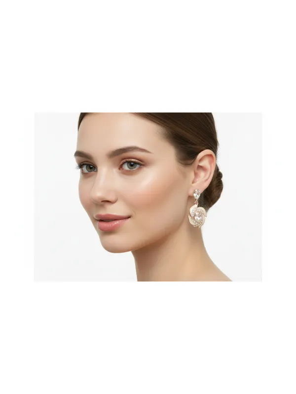 CRUSSTIQUE_GOLD�_Rose_Gold_Crystal_Dangle_Earrings,_Teardrop_Design,_Fashion_Jewelry