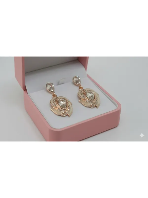 CRUSSTIQUE_GOLD�_Rose_Gold_Crystal_Dangle_Earrings,_Teardrop_Design,_Fashion_Jewelry