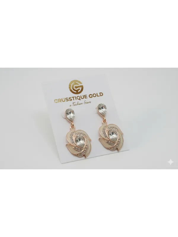 CRUSSTIQUE_GOLD�_Rose_Gold_Crystal_Dangle_Earrings,_Teardrop_Design,_Fashion_Jewelry