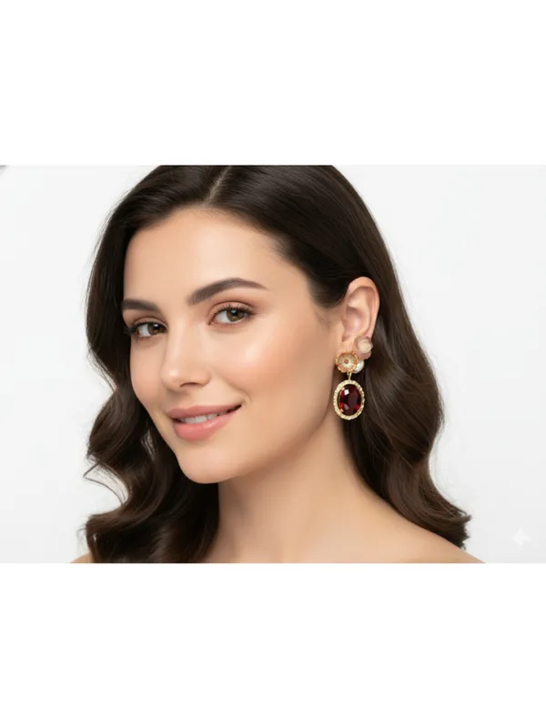 CRUSSTIQUE_GOLD�_Rose_Gold_Drop_Earrings,_Teardrop_Crystal_Stone,_Swirl_Design,_Dangle_Style
