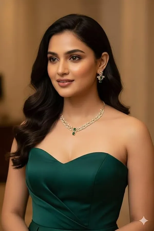 CRUSSTIQUE_GOLD�_Gold_Tone_Necklace_and_Earrings_Set_with_Green_Stones,_Crystal_Embellished_Jewelry_Set