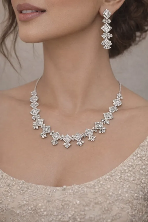 Crusstique_Gold_Elegant_Diamond-Cut_Geometric_Choker_Necklace_&_Dangler_Earrings_Set