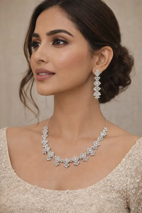 Crusstique_Gold_Elegant_Diamond-Cut_Geometric_Choker_Necklace_&_Dangler_Earrings_Set
