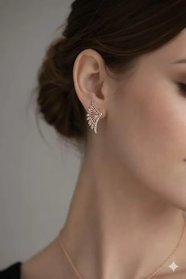 CRUSSTIQUE_GOLD�_Rose_Gold_Necklace_and_Earrings_Set,_Crystal_Studded_Pendant,_Matching_Stud_Earrings,_Jewelry_Gift_Set_(Design_10)