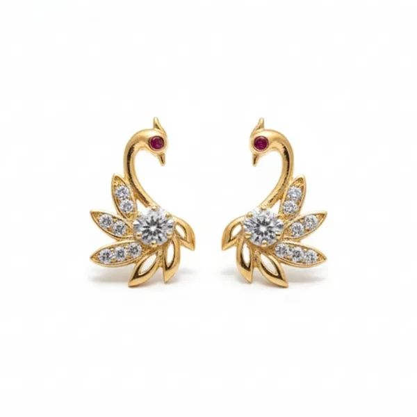 Gold_Tone_Swan_Stud_Earrings_with_Crystal_Embellishments_and_Ruby_Eyes,_Elegant_Bird_Design_Earrings