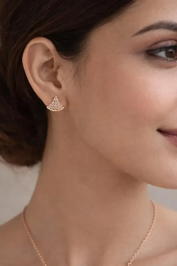 CRUSSTIQUE_GOLD�_Rose_Gold_Necklace_and_Earrings_Set,_Crystal_Studded_Pendant,_Matching_Stud_Earrings,_Jewelry_Gift_Set_(Design_5)