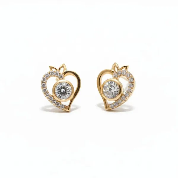 Gold_Tone_Heart_Stud_Earrings_with_Crystal_Accents_and_Bow_Detail,_Elegant_Romantic_Design