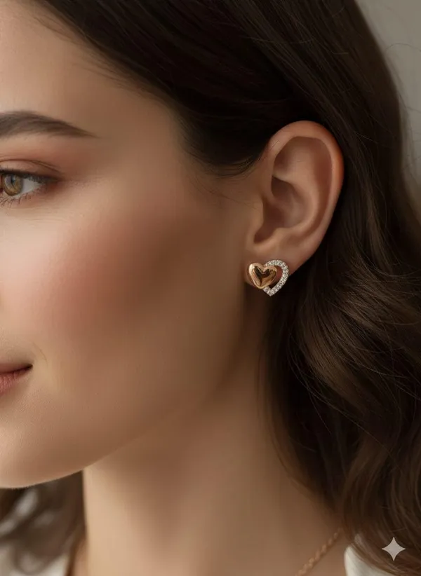 CRUSSTIQUE_GOLD�_Rose_Gold_Necklace_and_Earrings_Set,_Crystal_Studded_Pendant,_Matching_Stud_Earrings,_Jewelry_Gift_Set_(Design_7)