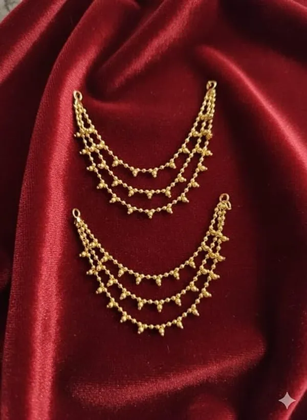 CRUSSTIQUE_GOLD�_Gold_Plated_Jhumka_Earrings_with_Pearls,_Traditional_Indian_Jewellery,_Floral_Stud_Design,_Chain_with_Hair_Cuff