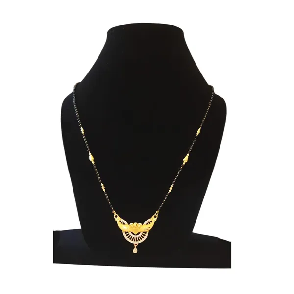 Silver_Traditional_Gold-Plated_Mangalsutra_Necklace_With_Floral_Pendant_Design_&_Crystal_Drop_Accent_|_Ethnic_Jewellery_For_Women_And_Wedding_Functions