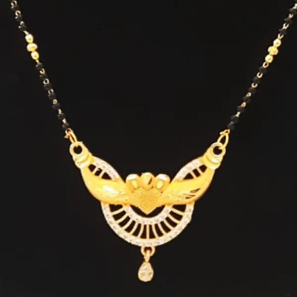 Silver_Traditional_Gold-Plated_Mangalsutra_Necklace_With_Floral_Pendant_Design_&_Crystal_Drop_Accent_|_Ethnic_Jewellery_For_Women_And_Wedding_Functions