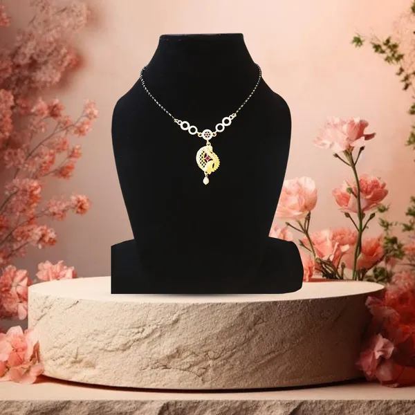 Peach_Traditional_Gold-Plated_Mangalsutra_Pendant_Necklace_With_Ruby_Stone_Accents_&_Decorative_Chain_Design_|_Ethnic_Jewellery_For_Women_Wedding