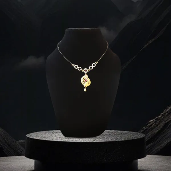 Peach_Traditional_Gold-Plated_Mangalsutra_Pendant_Necklace_With_Ruby_Stone_Accents_&_Decorative_Chain_Design_|_Ethnic_Jewellery_For_Women_Wedding