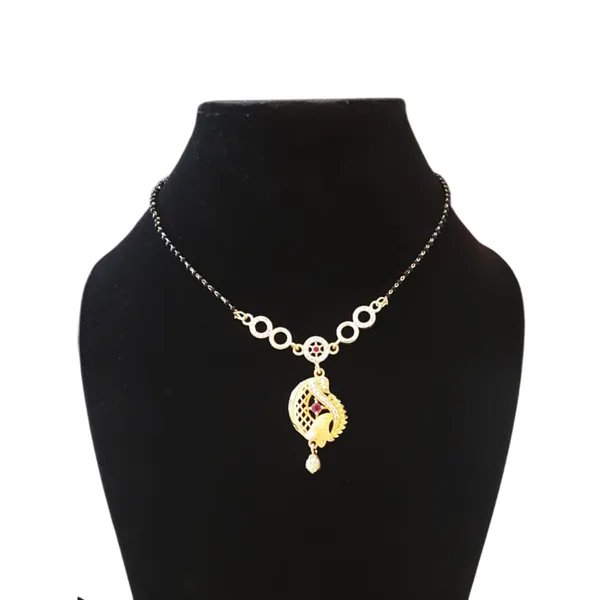 Peach_Traditional_Gold-Plated_Mangalsutra_Pendant_Necklace_With_Ruby_Stone_Accents_&_Decorative_Chain_Design_|_Ethnic_Jewellery_For_Women_Wedding