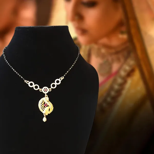Peach_Traditional_Gold-Plated_Mangalsutra_Pendant_Necklace_With_Ruby_Stone_Accents_&_Decorative_Chain_Design_|_Ethnic_Jewellery_For_Women_Wedding