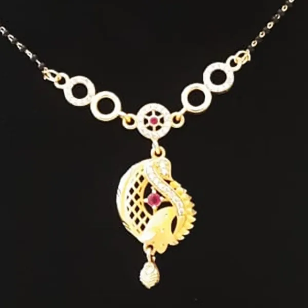 Peach_Traditional_Gold-Plated_Mangalsutra_Pendant_Necklace_With_Ruby_Stone_Accents_&_Decorative_Chain_Design_|_Ethnic_Jewellery_For_Women_Wedding
