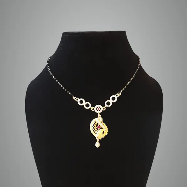 Peach_Traditional_Gold-Plated_Mangalsutra_Pendant_Necklace_With_Ruby_Stone_Accents_&_Decorative_Chain_Design_|_Ethnic_Jewellery_For_Women_Wedding