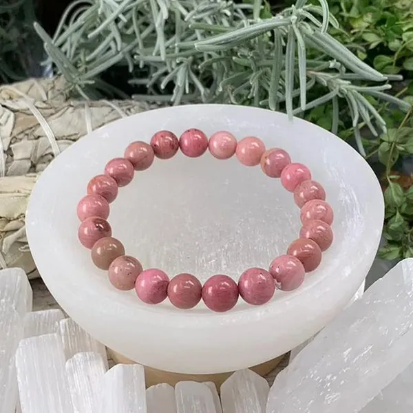 Pink_Natural_Rhodochrosite_Beaded_Bracelet,_Gemstone_Stretch_Bracelet_For_Men_And_Women_Multi_Crystal_Bracelet[with_authentic_lab-certificate]