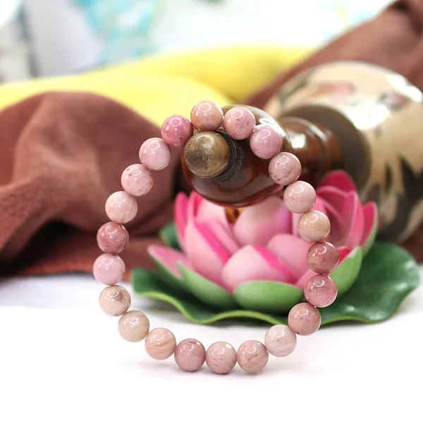 Pink_Natural_Rhodochrosite_Beaded_Bracelet,_Gemstone_Stretch_Bracelet_For_Men_And_Women_Multi_Crystal_Bracelet[with_authentic_lab-certificate]