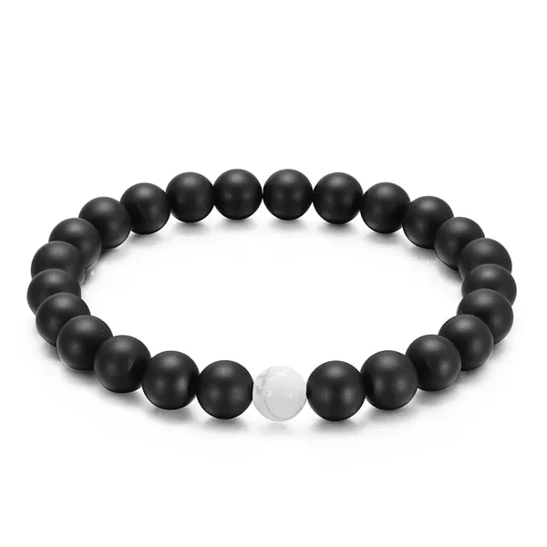 Multicolour_Unisex_Onyx_And_Howlite_Beaded_Bracelet,_Stretchable_Handmade_Gemstone_Wristband_For_Men_And_Women,_Calming_Energy_Healing_Stone_Jewellery