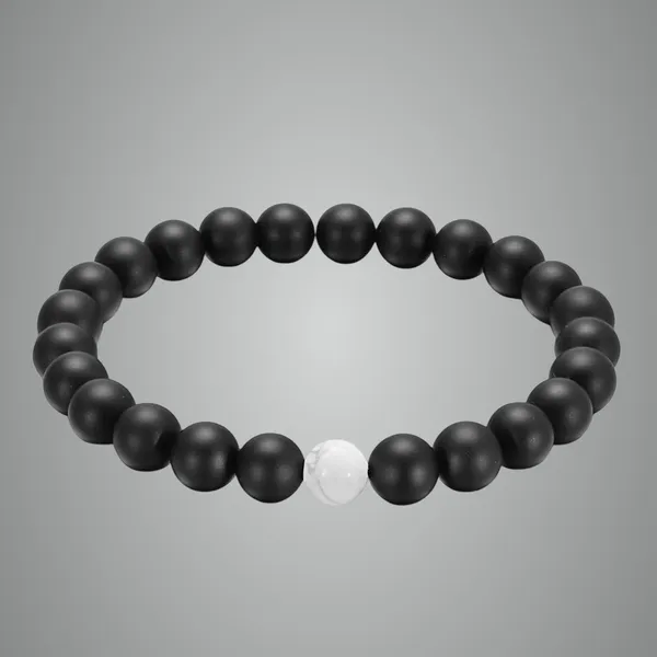 Multicolour_Unisex_Onyx_And_Howlite_Beaded_Bracelet,_Stretchable_Handmade_Gemstone_Wristband_For_Men_And_Women,_Calming_Energy_Healing_Stone_Jewellery