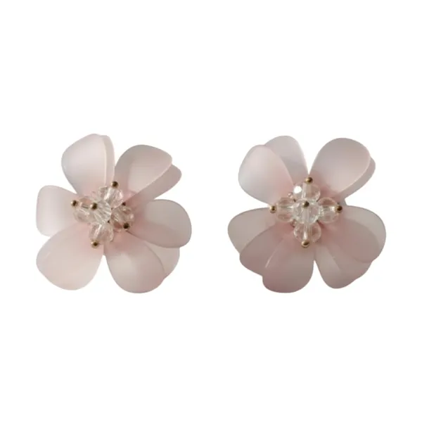 Pink_Floral_Stud_Earrings_For_Women_Petals_With_Crystal_Beads_Elegant_Flower_Design_Fashion_Jewellery_Lightweight_Comfortable_Gift_For_Her_Party_And_Office