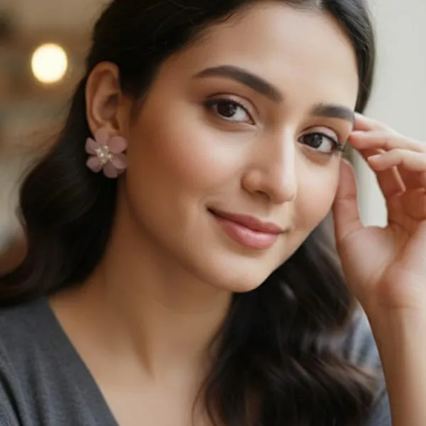Pink_Floral_Stud_Earrings_For_Women_Petals_With_Crystal_Beads_Elegant_Flower_Design_Fashion_Jewellery_Lightweight_Comfortable_Gift_For_Her_Party_And_Office