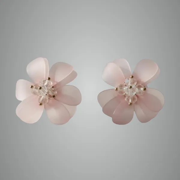 Pink_Floral_Stud_Earrings_For_Women_Petals_With_Crystal_Beads_Elegant_Flower_Design_Fashion_Jewellery_Lightweight_Comfortable_Gift_For_Her_Party_And_Office