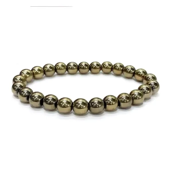 Multicolour_Natural_Pyrite_Beaded_Stretch_Bracelet,_8Mm_Golden_Metallic_Spheres_For_Men_And_Women_Multi_Crystal_Bracelet[with_authentic_lab-certificate]