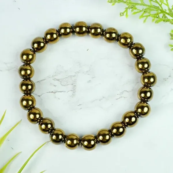 Multicolour_Natural_Pyrite_Beaded_Stretch_Bracelet,_8Mm_Golden_Metallic_Spheres_For_Men_And_Women_Multi_Crystal_Bracelet[with_authentic_lab-certificate]