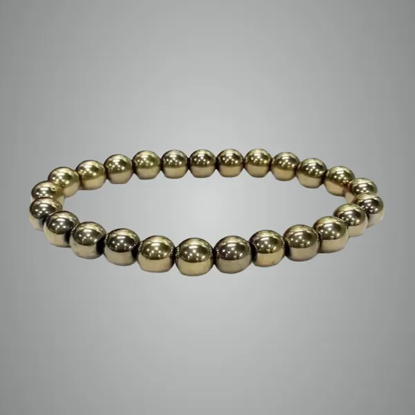 Multicolour_Natural_Pyrite_Beaded_Stretch_Bracelet,_8Mm_Golden_Metallic_Spheres_For_Men_And_Women_Multi_Crystal_Bracelet[with_authentic_lab-certificate]