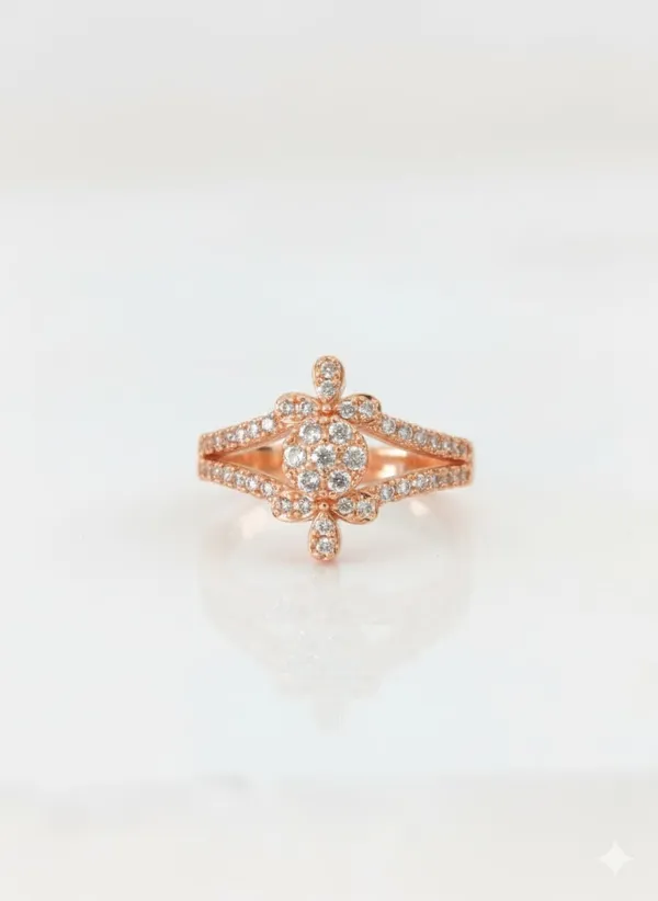 CRUSSTIQUE_GOLD_Elegant_Rose_Gold_Floral_Ring_with_Cubic_Zirconia,_Split_Band_Design,_Crystal_Paved_Fashion_Statement_Jewelry_for_Women_(Design_10)