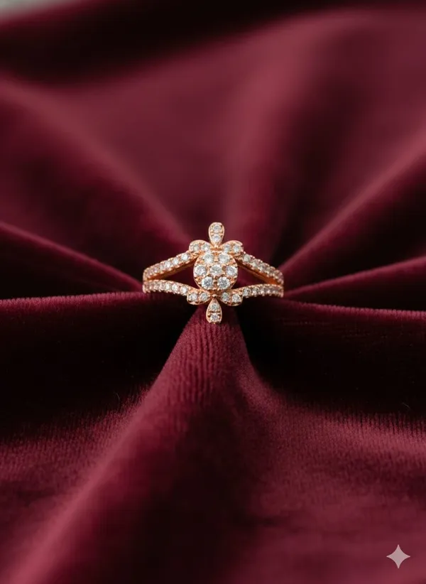 CRUSSTIQUE_GOLD_Elegant_Rose_Gold_Floral_Ring_with_Cubic_Zirconia,_Split_Band_Design,_Crystal_Paved_Fashion_Statement_Jewelry_for_Women_(Design_10)