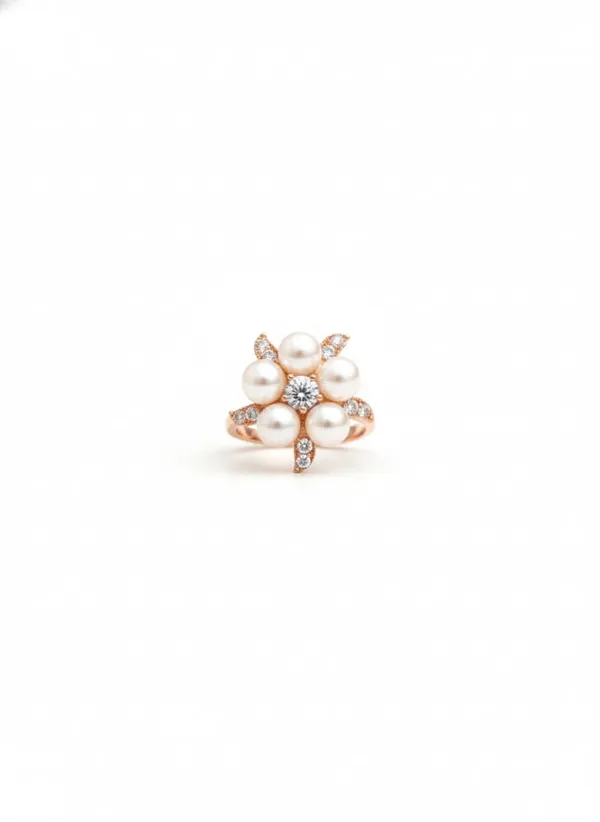 Pearl_and_Diamond_Floral_Ring,_Rose_Gold_Plated,_Elegant_Statement_Ring_with_5_Pearl_Petals,_Crystal_Center_Stone,_Wedding_Jewelry,_(Design_2)