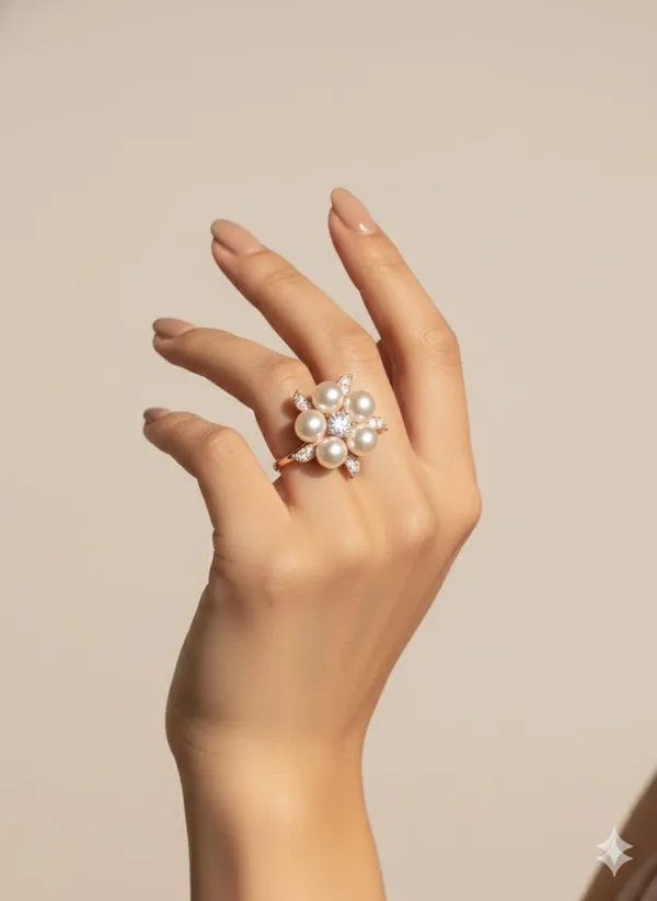 Pearl_and_Diamond_Floral_Ring,_Rose_Gold_Plated,_Elegant_Statement_Ring_with_5_Pearl_Petals,_Crystal_Center_Stone,_Wedding_Jewelry,_(Design_2)