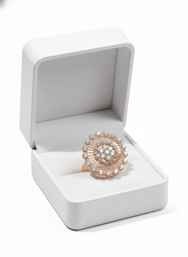 Vintage_Rose_Gold_Crystal_Statement_Ring,_Round_Sunburst_Design,_Iridescent_Rhinestone_Cocktail_Ring,_Adjustable_Size_(Design_3)