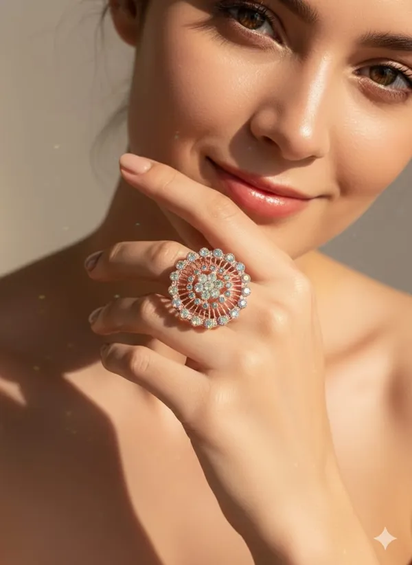 Vintage_Rose_Gold_Crystal_Statement_Ring,_Round_Sunburst_Design,_Iridescent_Rhinestone_Cocktail_Ring,_Adjustable_Size_(Design_3)