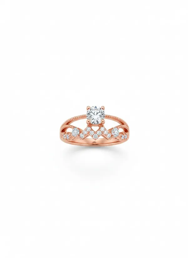 CRUSSTIQUE_GOLD_Elegant_Rose_Gold_Engagement_Ring_with_Solitaire_Diamond,_Twisted_Band_Design,_Cubic_Zirconia_Accents,_Women's_Wedding_Jewellery_(Design_4)