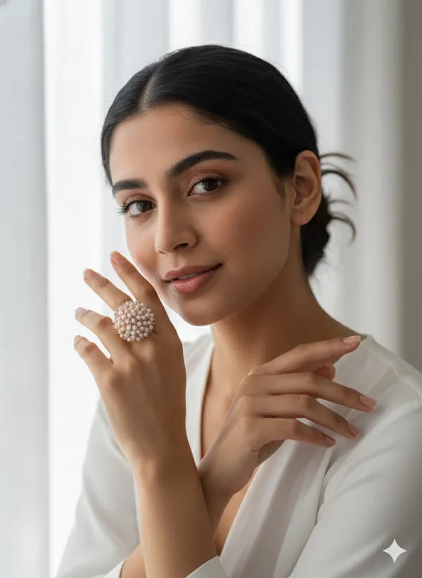Vintage_Style_Statement_Ring_Set,_Rose_Gold_and_Silver_Tones,_Crystal_Rhinestone_Floral_Design_with_Dangling_Bells,_Adjustable_Size,_(Design_5)