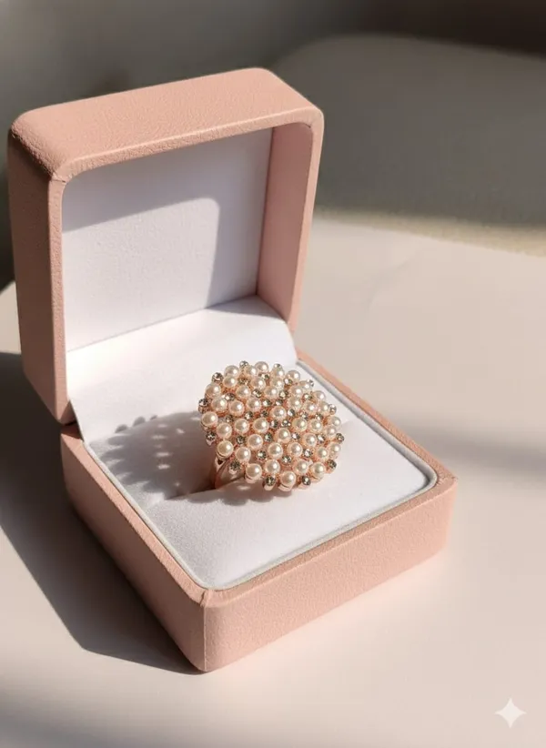 Vintage_Style_Statement_Ring_Set,_Rose_Gold_and_Silver_Tones,_Crystal_Rhinestone_Floral_Design_with_Dangling_Bells,_Adjustable_Size,_(Design_5)