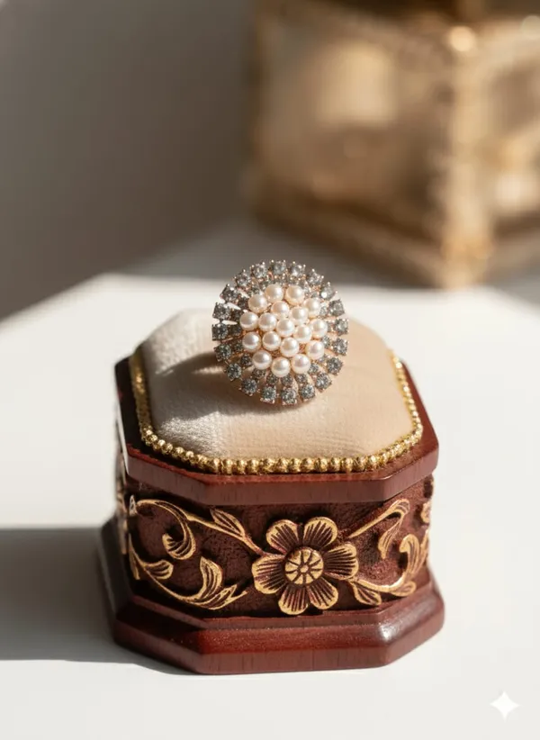 Elegant_Pearl_and_Crystal_Statement_Ring,_Rose_Gold_Plated,_Round_Cluster_Design,_Fashion_Cocktail_Party_Jewelry,_(Design_6)