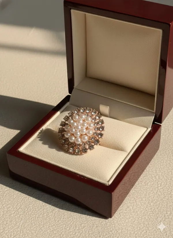 Elegant_Pearl_and_Crystal_Statement_Ring,_Rose_Gold_Plated,_Round_Cluster_Design,_Fashion_Cocktail_Party_Jewelry,_(Design_6)