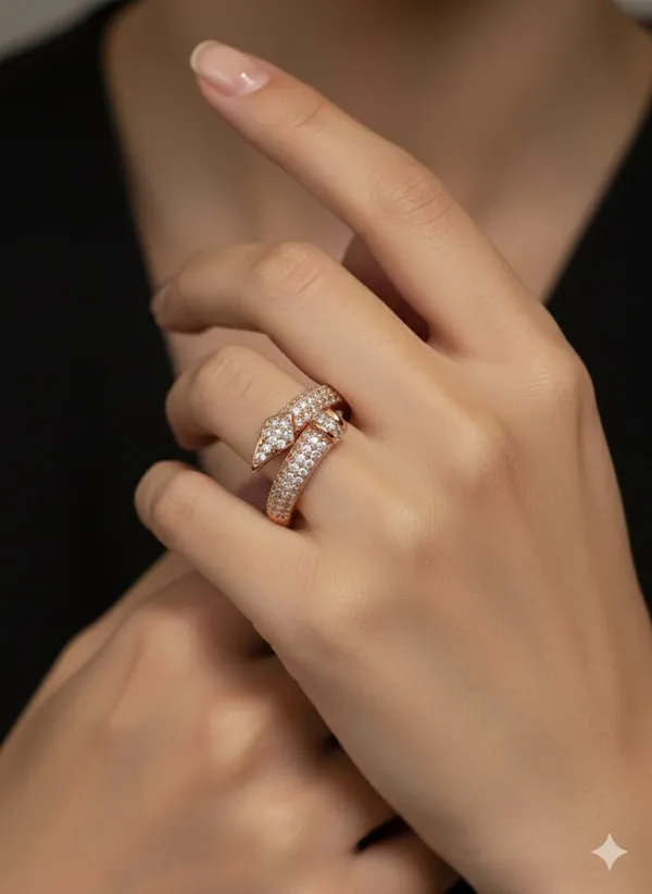 CRUSSTIQUE_GOLD_Elegant_Rose_Gold_Cubic_Zirconia_Ring,_Adjustable_Wrap_Design,_Crystal_Paved_Fashion_Statement_Ring_for_Women_(Design_7)