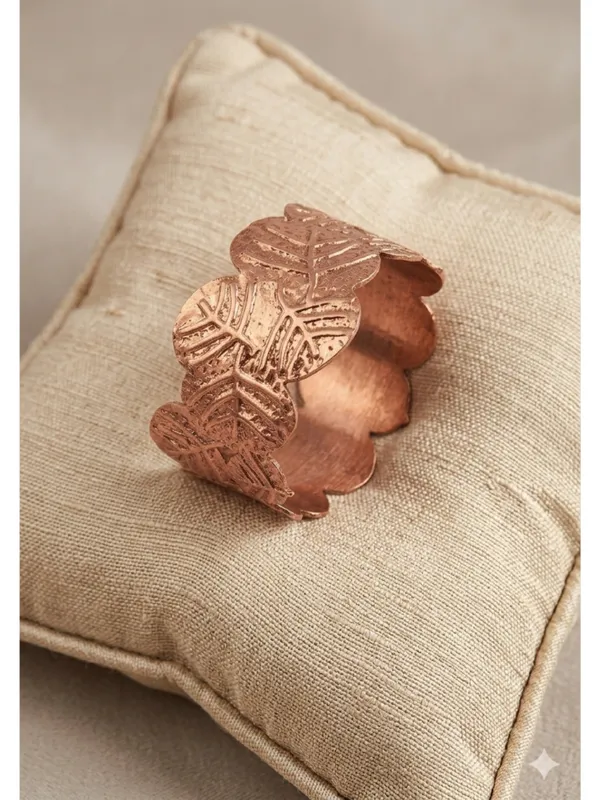 CRUSSTIQUE_GOLD_Rose_Gold_Plated_Leaf_Design_Adjustable_Ring_for_Women_|_Stylish_Statement_Finger_Ring_for_Daily_&_Party_Wear