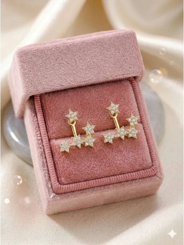 CRUSSTIQUE_GOLD_Gold_Plated_Star_Design_Stud_Earrings_for_Women_|_Stylish_Crystal_Ear_Studs_for_Daily_&_Party_Wear