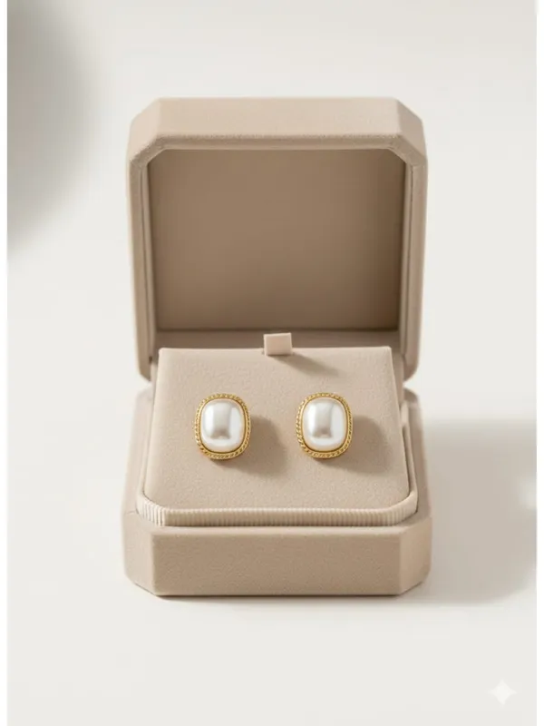 CRUSSTIQUE_GOLD_Elegant_Pearl_Stud_Earrings_�_Vintage_Gold_Frame_Minimal_Luxury_Design