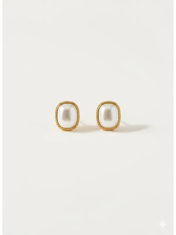 CRUSSTIQUE_GOLD_Elegant_Pearl_Stud_Earrings_�_Vintage_Gold_Frame_Minimal_Luxury_Design