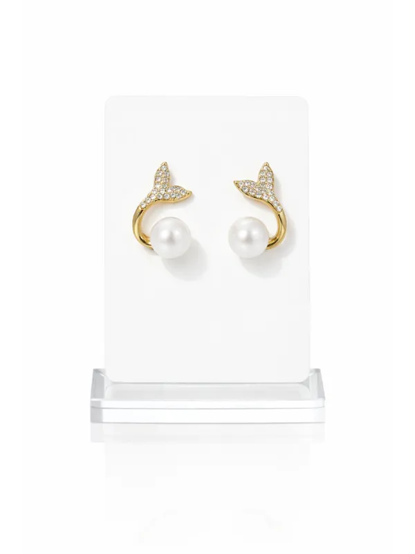 CRUSSTIQUE_GOLD_Elegant_Mermaid_Tail_Crystal_Studs_with_Lustrous_Pearl_Drop