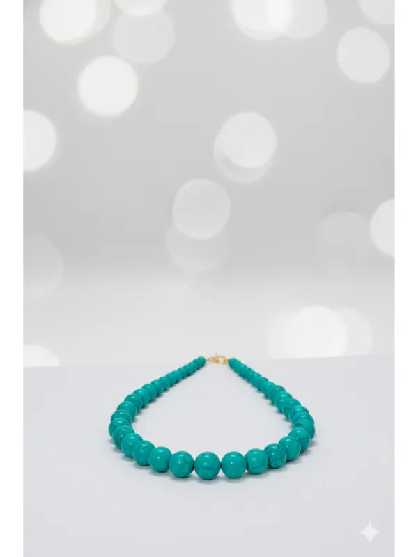 CRUSSTIQUE_GOLD_Vibrant_Turquoise_Howlite_Beaded_Necklace_with_Luxury_Wooden_Box