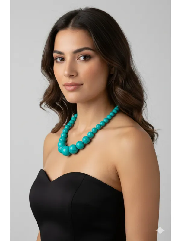 CRUSSTIQUE_GOLD_Vibrant_Turquoise_Howlite_Beaded_Necklace_with_Luxury_Wooden_Box